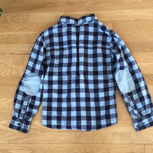SPLENDID kids blue check shirt size 10 with pockets button down elbow patches - Picture 4 of 16